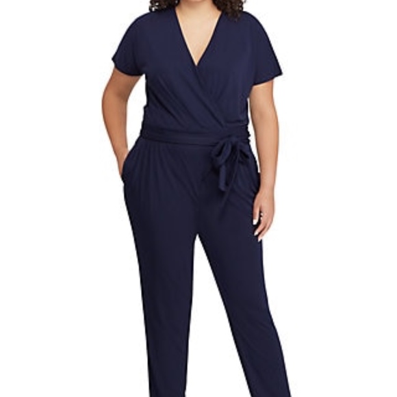 Ralph Lauren Pants - Ralph Lauren Navy Faux Wrap Jumpsuit Sizes 2X & 3X